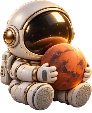 a small astronaut holding a mars