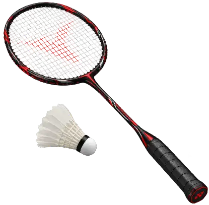 a badminton racket and shuttle